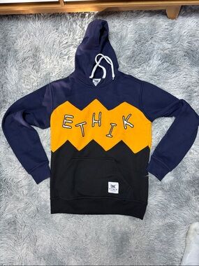 Ethik Navy, Black & Orange Zigzag Logo Hoodie